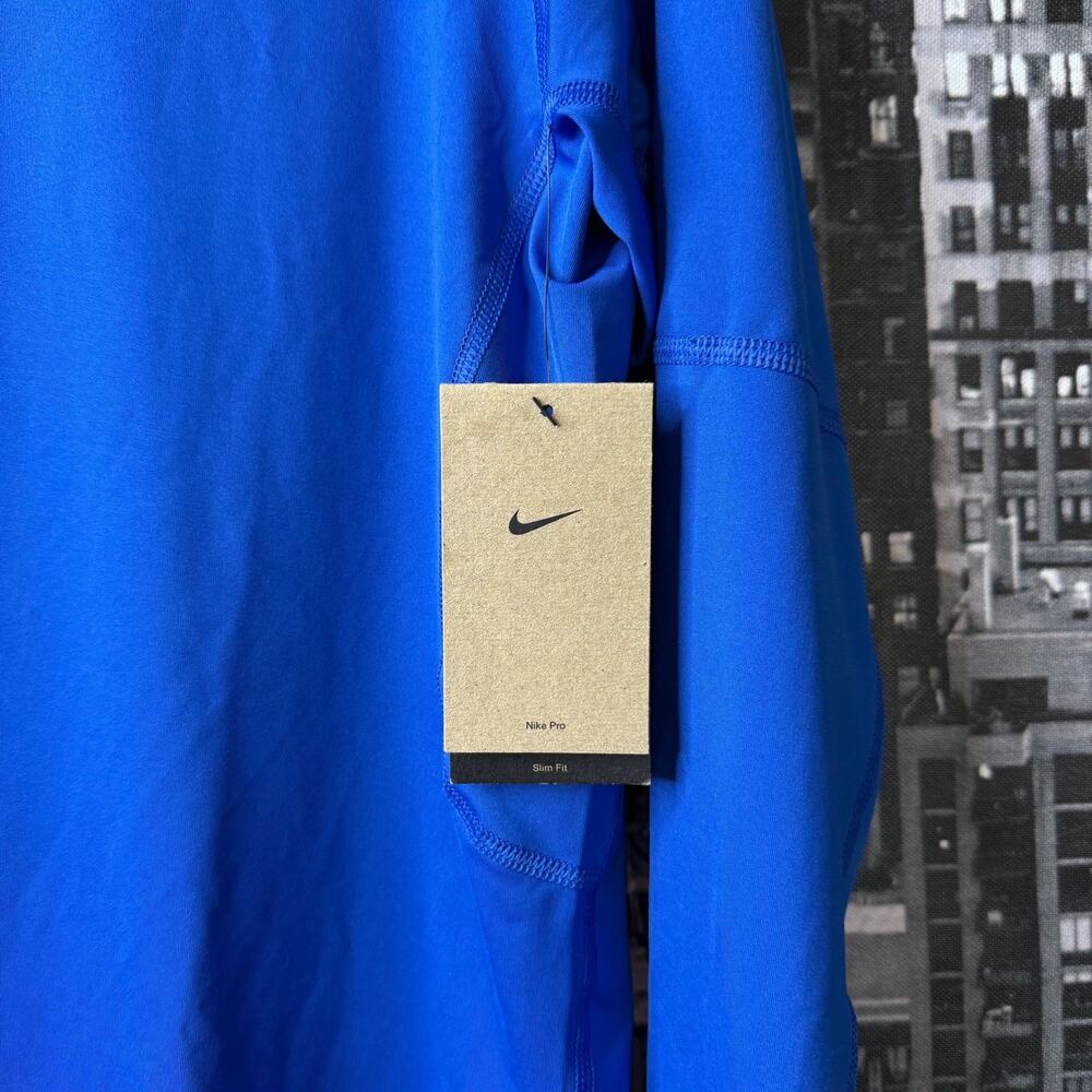 NWT Nike Pro Dri-FIT Slim Fit Long Sleeve Training Top Blue XL - Picture 3 of 6